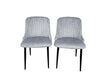 Modern Style Mayfair Light Grey Silver Velvet Dining Chairs Black Metal Leg