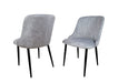 Modern Style Mayfair Light Grey Silver Velvet Dining Chairs Black Metal Leg