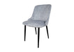 Modern Style Mayfair Light Grey Silver Velvet Dining Chairs Black Metal Leg