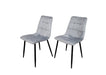 Modern Style Stirling Light Grey Silver Velvet Dining Chairs Black Metal Leg