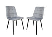 Modern Style Stirling Light Grey Silver Velvet Dining Chairs Black Metal Leg