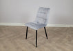 Modern Style Stirling Light Grey Silver Velvet Dining Chairs Black Metal Leg