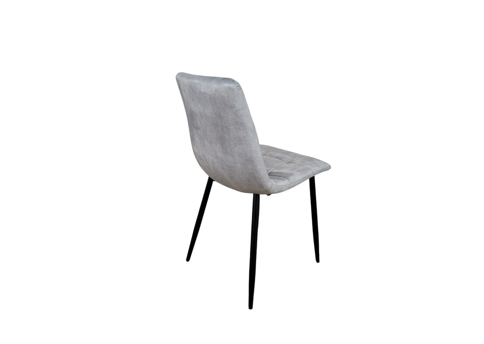 Modern Style Stirling Light Grey Silver Velvet Dining Chairs Black Metal Leg
