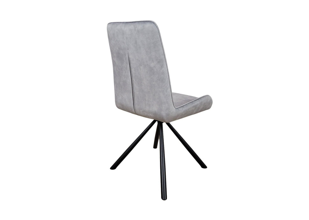 Modern Style York Light Grey Silver Velvet Dining Chairs Black Metal Leg