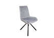 Modern Style York Light Grey Silver Velvet Dining Chairs Black Metal Leg