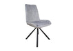 Modern Style York Light Grey Silver Velvet Dining Chairs Black Metal Leg