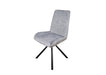 Modern Style York Light Grey Silver Velvet Dining Chairs Black Metal Leg