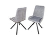 Modern Style York Light Grey Silver Velvet Dining Chairs Black Metal Leg