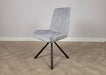 Modern Style York Light Grey Silver Velvet Dining Chairs Black Metal Leg