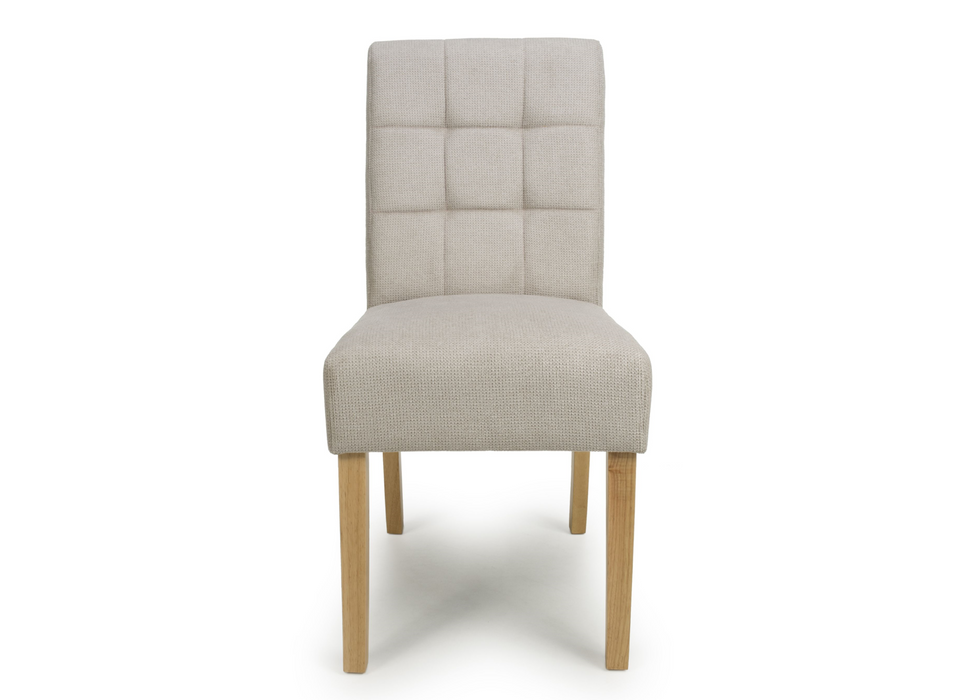 Set of 2 Moseley Waffle Effect Natural Dining Chairs with Natural Legs