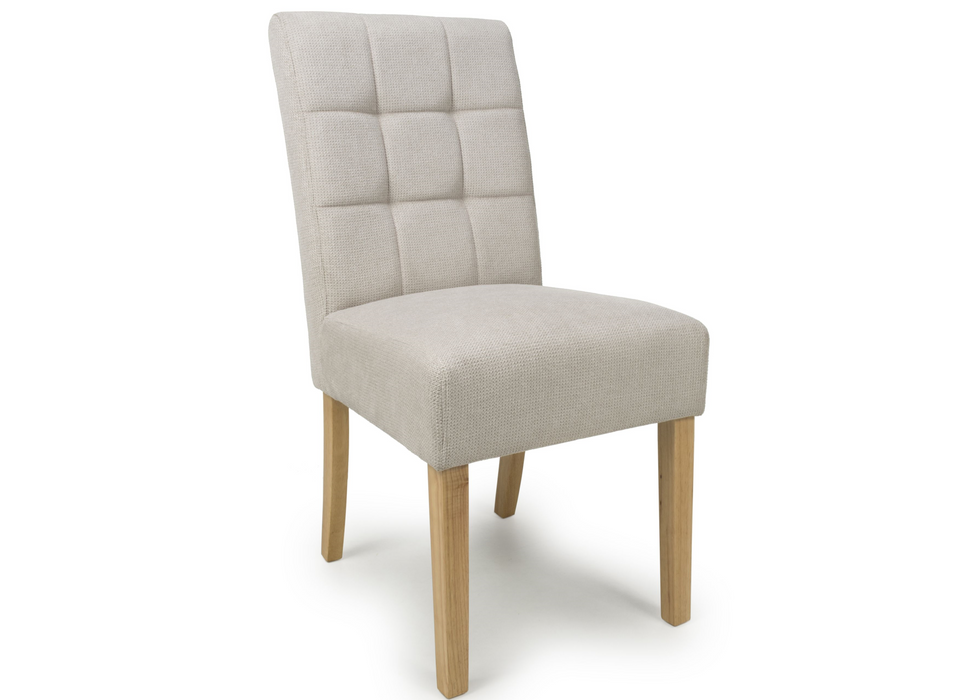 Set of 2 Moseley Waffle Effect Natural Dining Chairs with Natural Legs