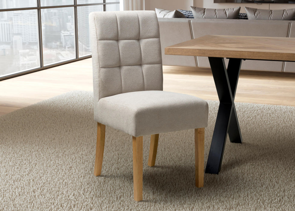 Set of 2 Moseley Waffle Effect Natural Dining Chairs with Natural Legs