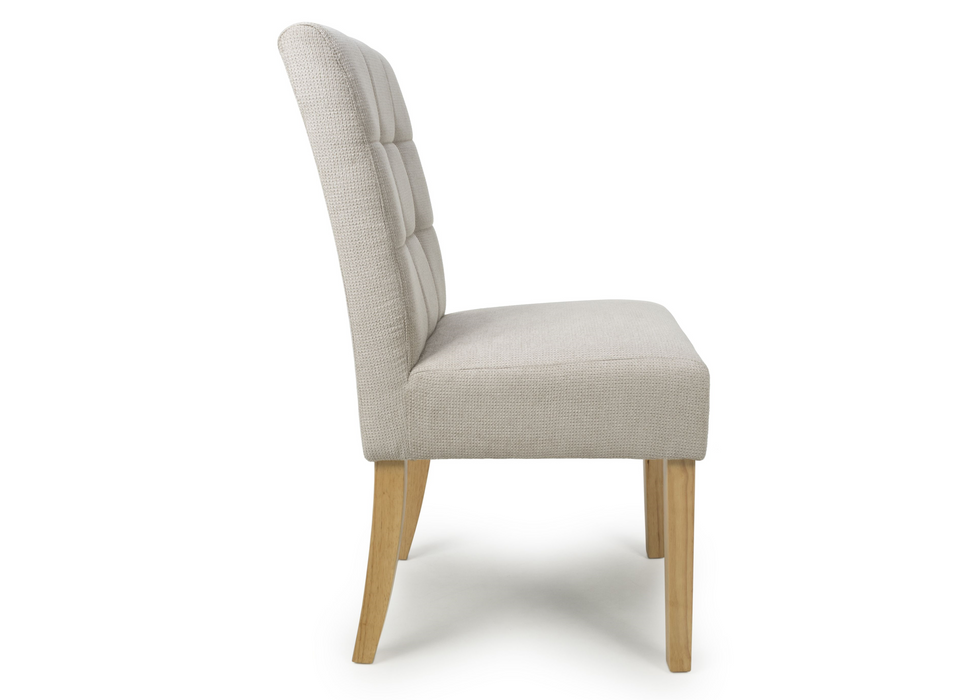 Set of 2 Moseley Waffle Effect Natural Dining Chairs with Natural Legs