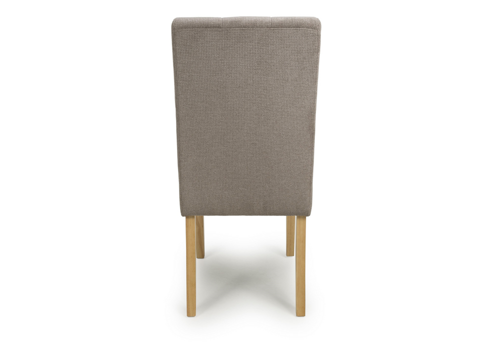 Set of 2 Moseley Waffle Flax Effect Light Brown Dining Chair with Natural Legs