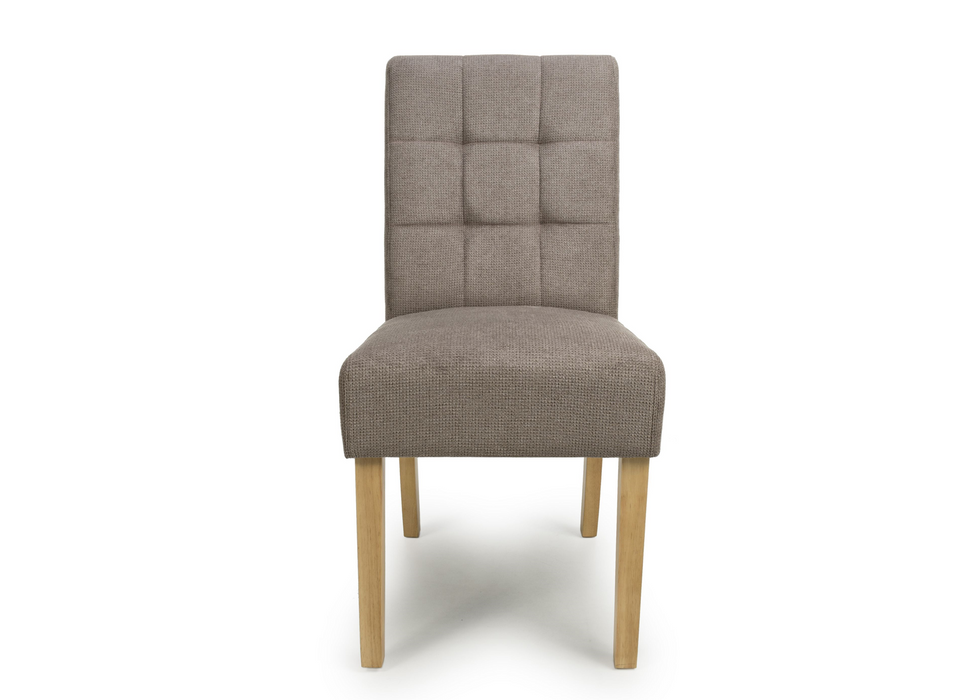 Set of 2 Moseley Waffle Flax Effect Light Brown Dining Chair with Natural Legs