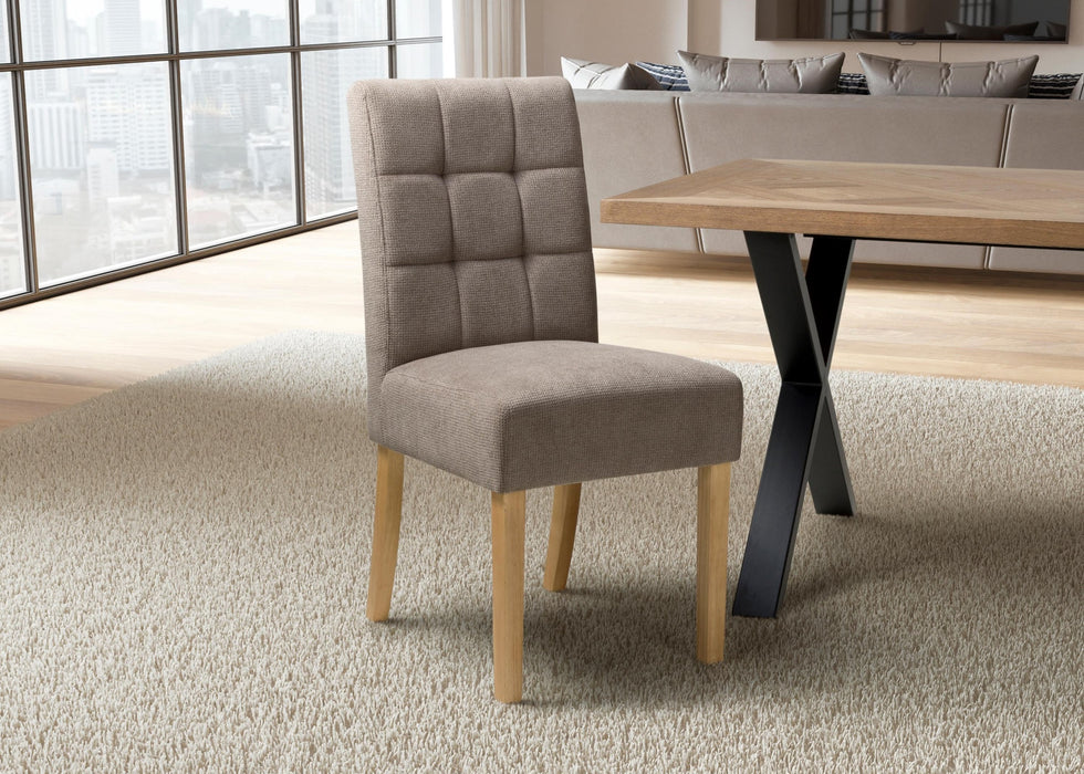 Set of 2 Moseley Waffle Flax Effect Light Brown Dining Chair with Natural Legs