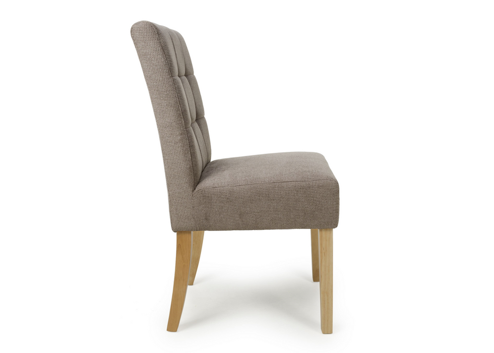 Set of 2 Moseley Waffle Flax Effect Light Brown Dining Chair with Natural Legs