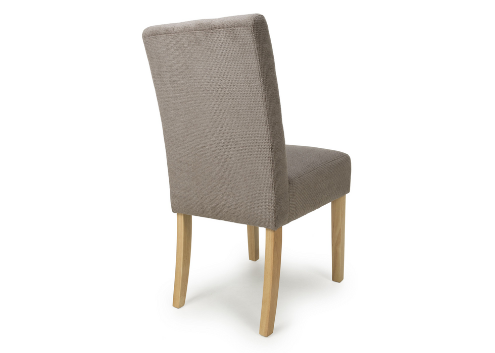 Set of 2 Moseley Waffle Flax Effect Light Brown Dining Chair with Natural Legs