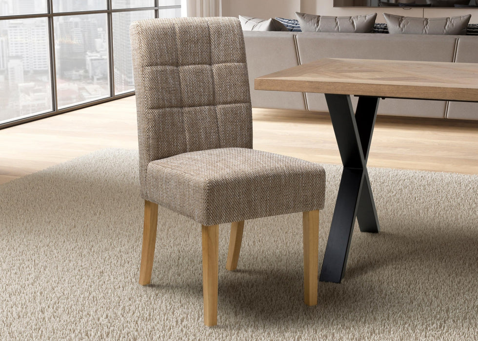 Set of 2 Moseley Waffle Tweed Oatmeal Dining Chairs with Natural Legs