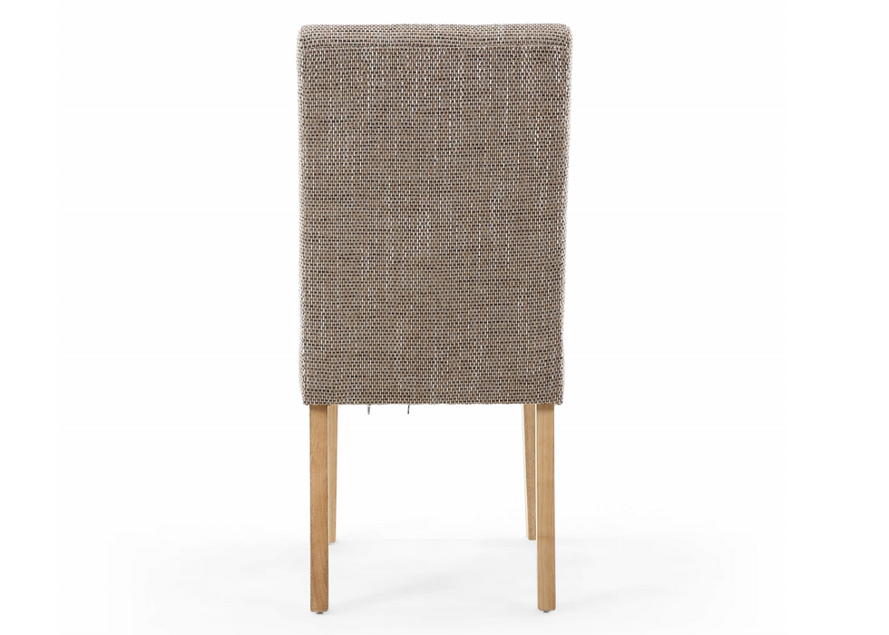 Set of 2 Moseley Waffle Tweed Oatmeal Dining Chairs with Natural Legs
