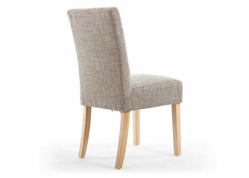 Set of 2 Moseley Waffle Tweed Oatmeal Dining Chairs with Natural Legs