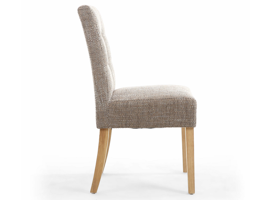 Set of 2 Moseley Waffle Tweed Oatmeal Dining Chairs with Natural Legs
