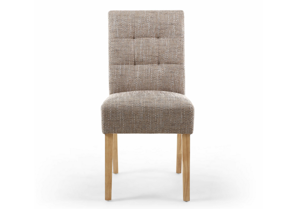Set of 2 Moseley Waffle Tweed Oatmeal Dining Chairs with Natural Legs