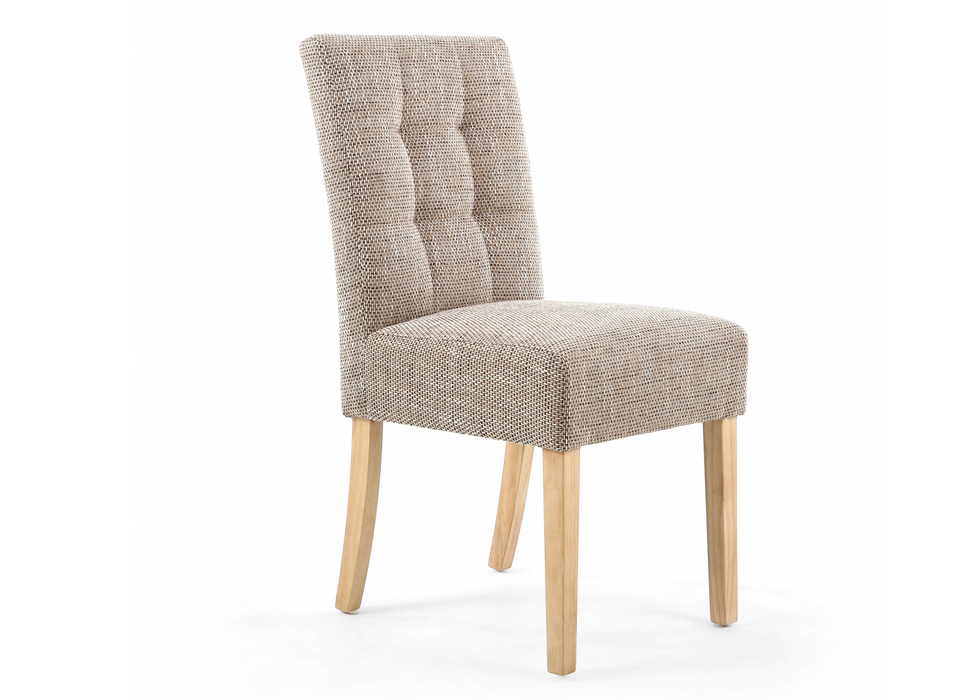 Set of 2 Moseley Waffle Tweed Oatmeal Dining Chairs with Natural Legs
