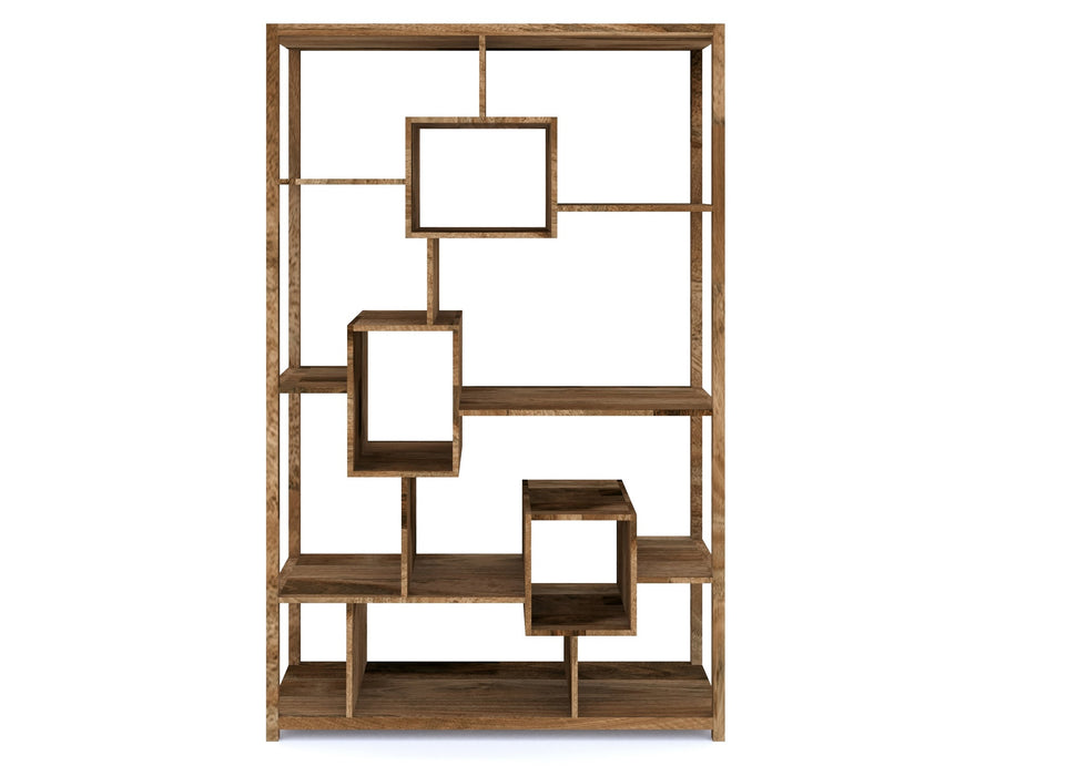 Cube Modern Solid Mango Wood Large Bookcase Storage Unit