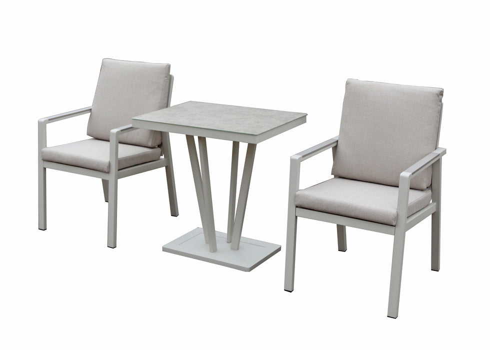 Neptune Aluminium Outdoor 3 Piece Bistro Dining Chair Set