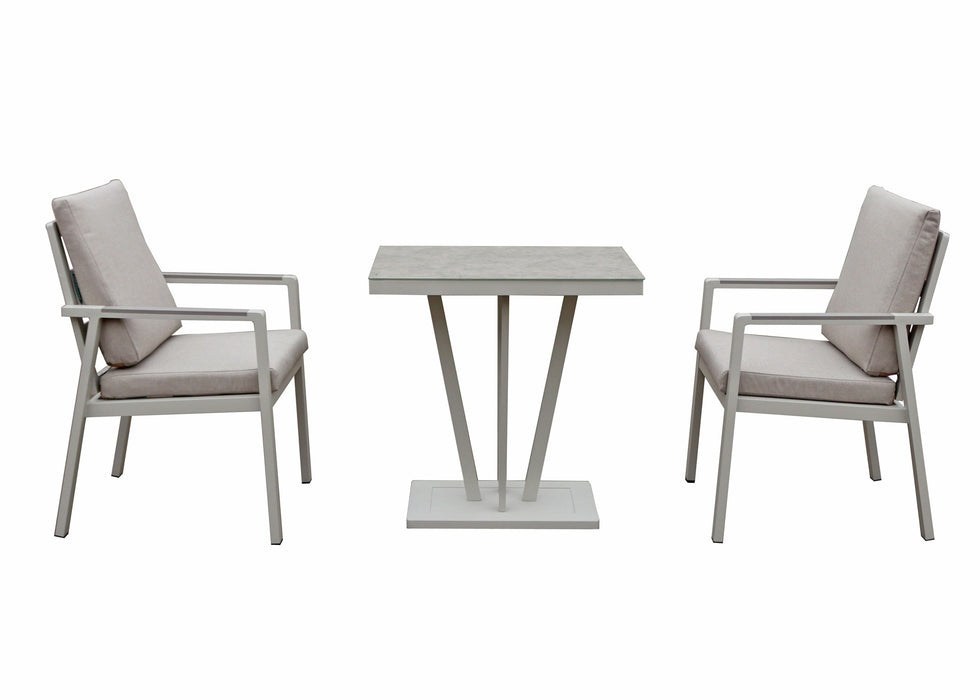 Neptune Aluminium Outdoor 3 Piece Bistro Dining Chair Set