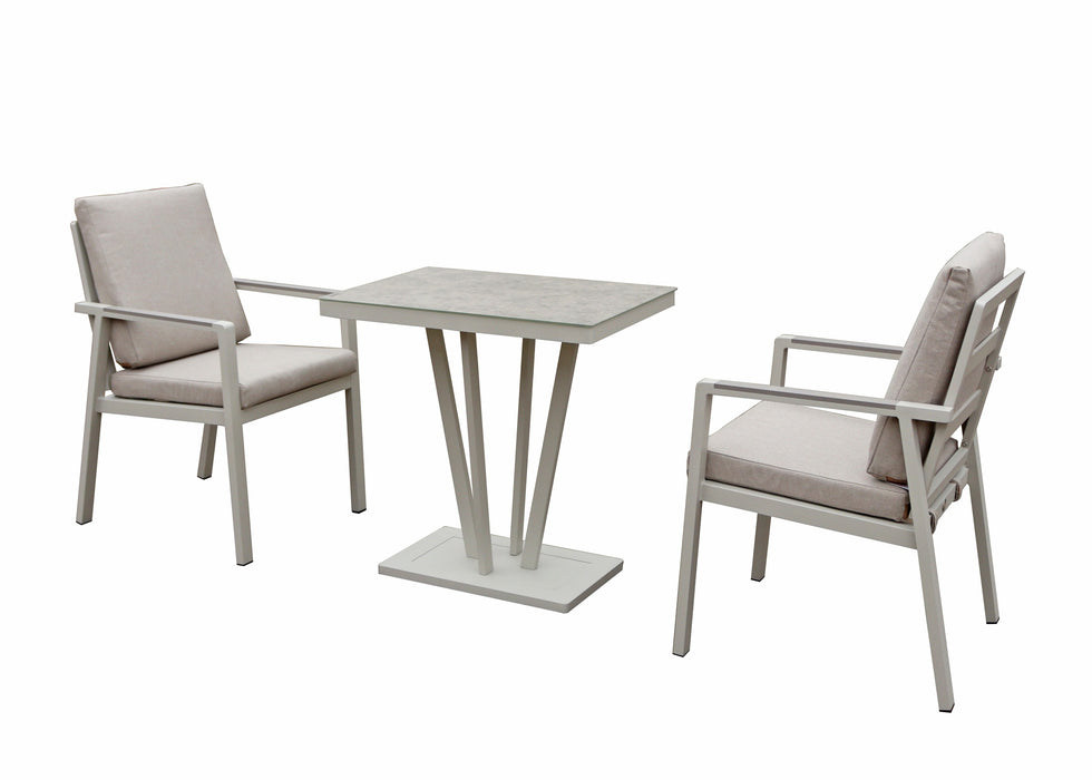 Neptune Aluminium Outdoor 3 Piece Bistro Dining Chair Set