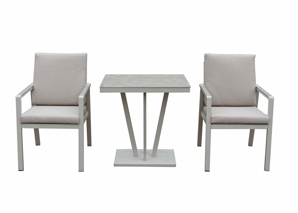 Neptune Aluminium Outdoor 3 Piece Bistro Dining Chair Set