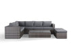 Layla Outdoor Rattan Grey Corner Sofa With Coffee Table And Two Stools Furniture Set