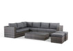 Layla Outdoor Rattan Grey Corner Sofa With Coffee Table And Two Stools Furniture Set