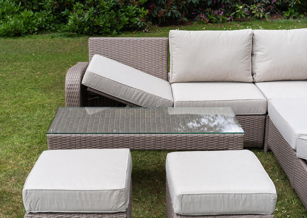 Twilight Natural Rattan Recliner Corner Sofa Coffee Table Set