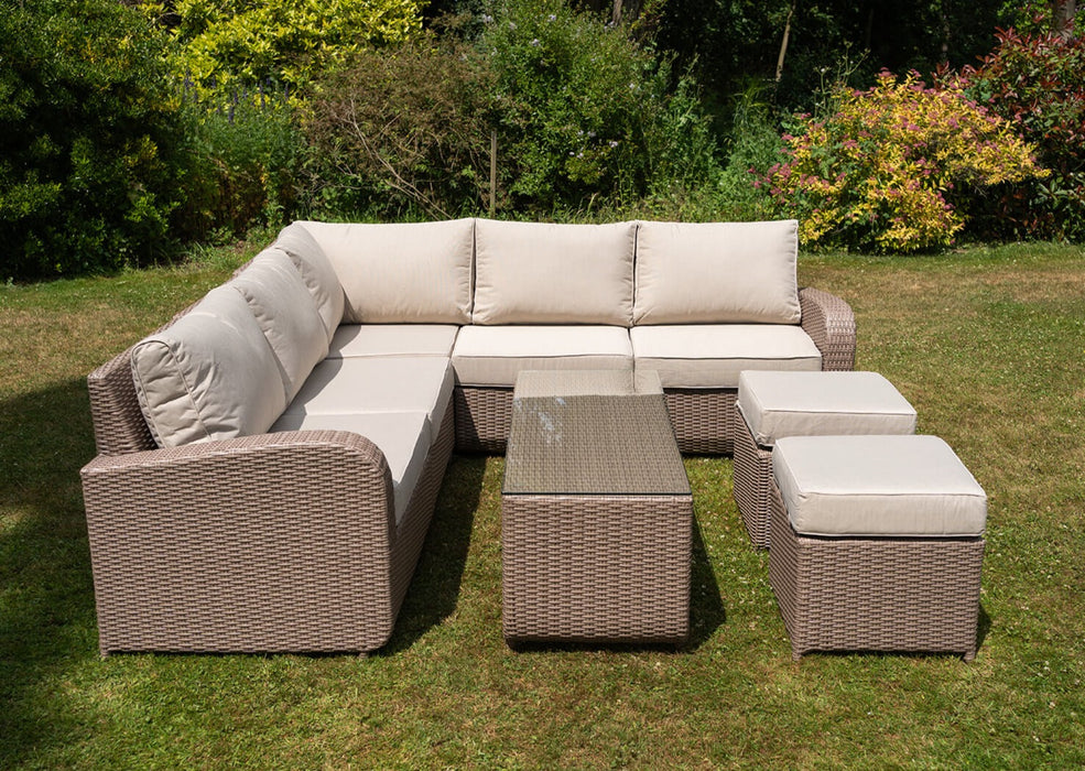Twilight Natural Rattan Recliner Corner Sofa Coffee Table Set