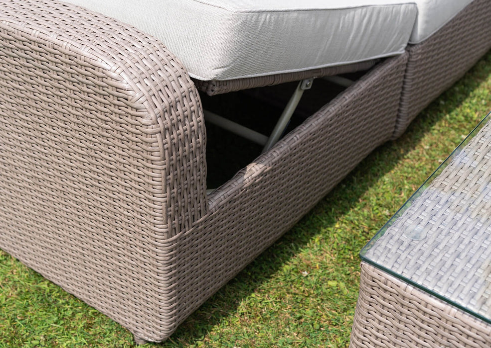 Twilight Natural Rattan Recliner Corner Sofa Coffee Table Set