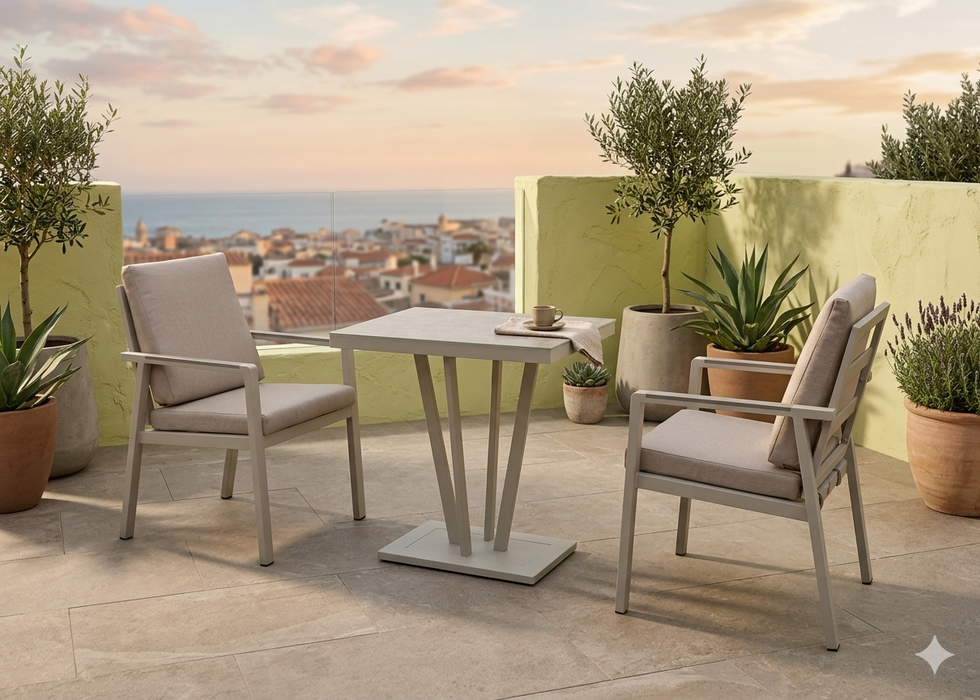 Neptune Aluminium Outdoor 3 Piece Bistro Dining Chair Set