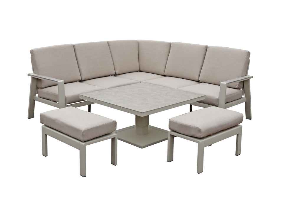 Neptune Aluminium Square Corner Sofa Dining Set with Rising up/ down Dining Table