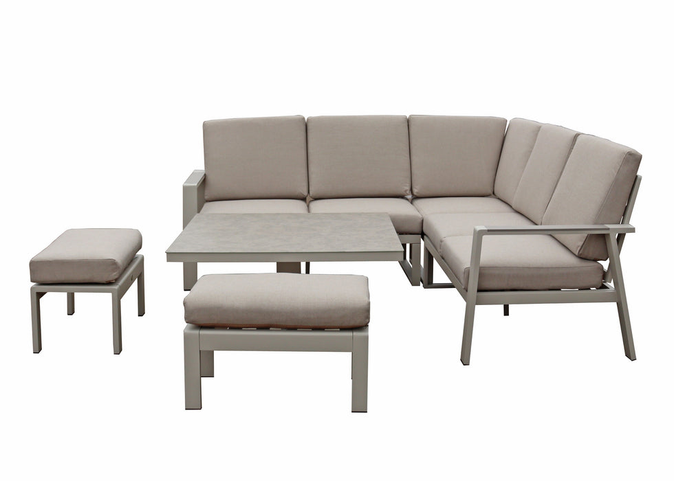 Neptune Aluminium Square Corner Sofa Dining Set with Rising up/ down Dining Table