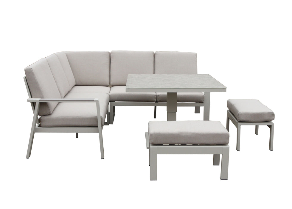 Neptune Aluminium Square Corner Sofa Dining Set with Rising up/ down Dining Table