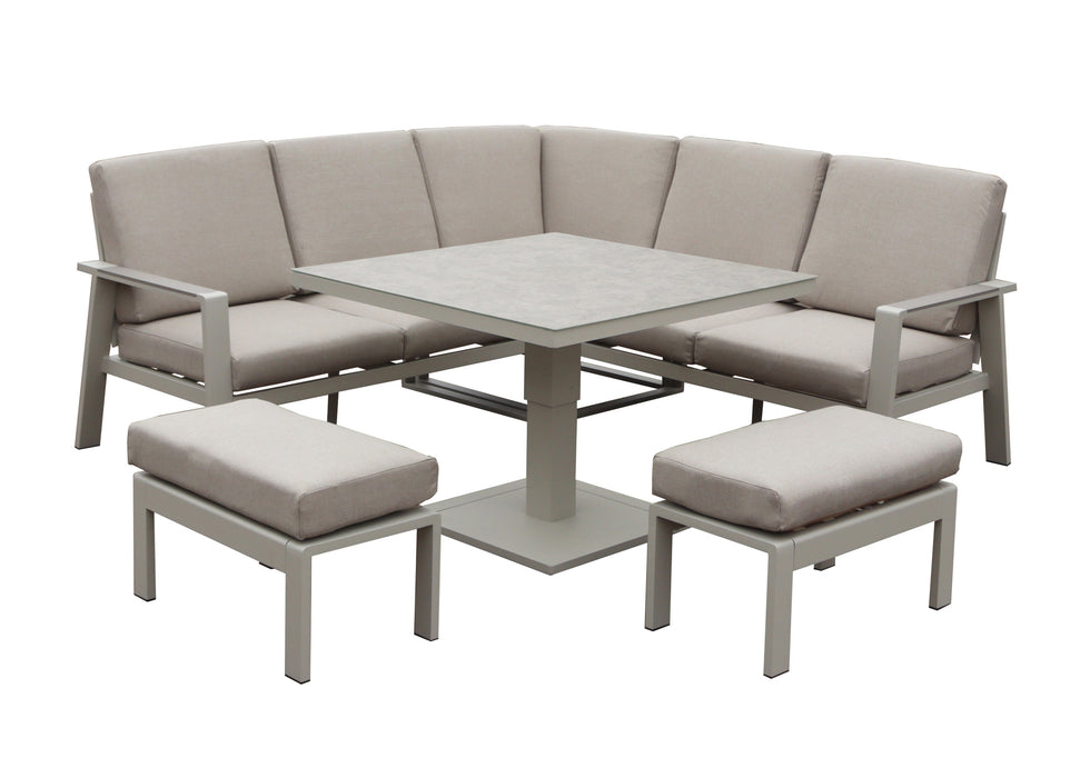 Neptune Aluminium Square Corner Sofa Dining Set with Rising up/ down Dining Table