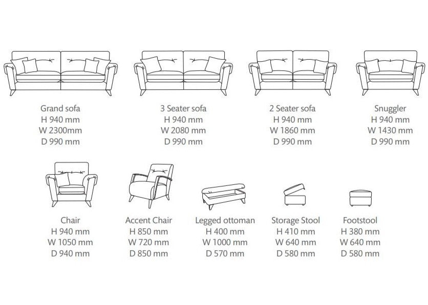 ‘Nevada’ Arm Chair Sofa Collection - Available In a Wide Range of Fabrics & Colours