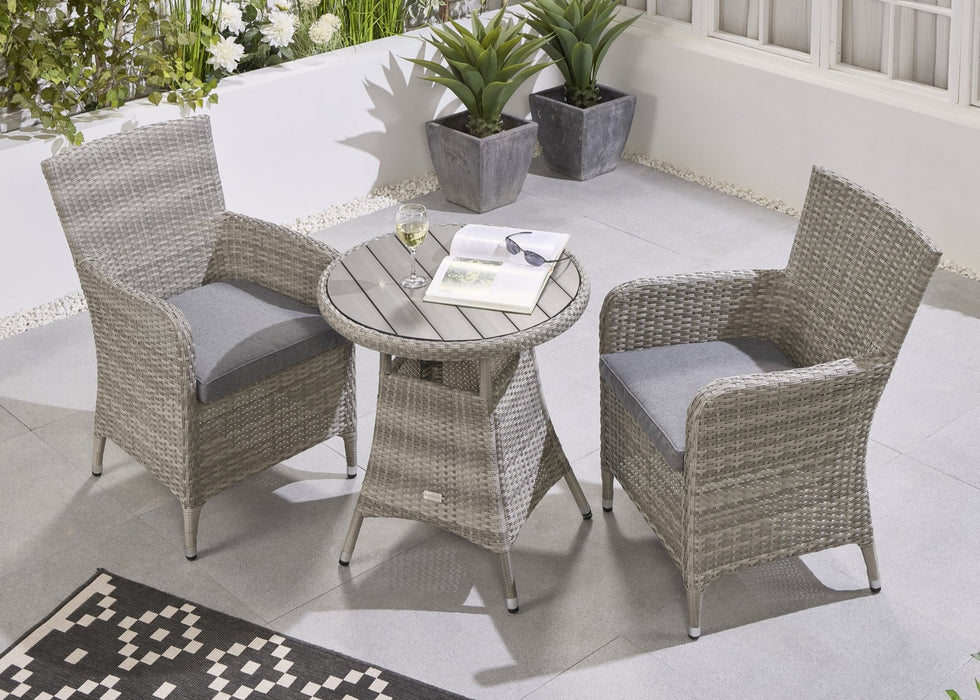 Norfolk Brancaster Outdoor Rattan Grey Aluminium 2 Seater Bistro Table Set