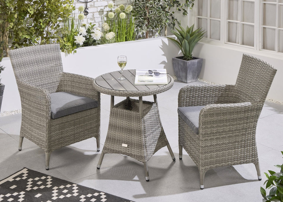 Norfolk Brancaster Outdoor Rattan Grey Aluminium 2 Seater Bistro Table Set