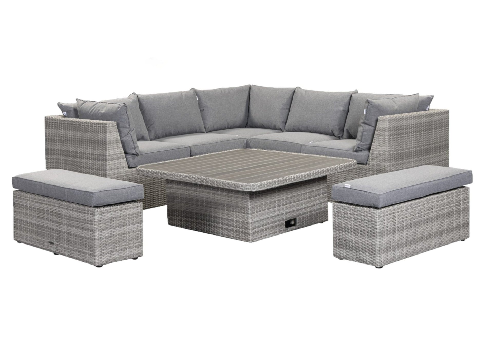 Large Corner Rattan Dining Set | Adjustable Dining Table — Furniture ...