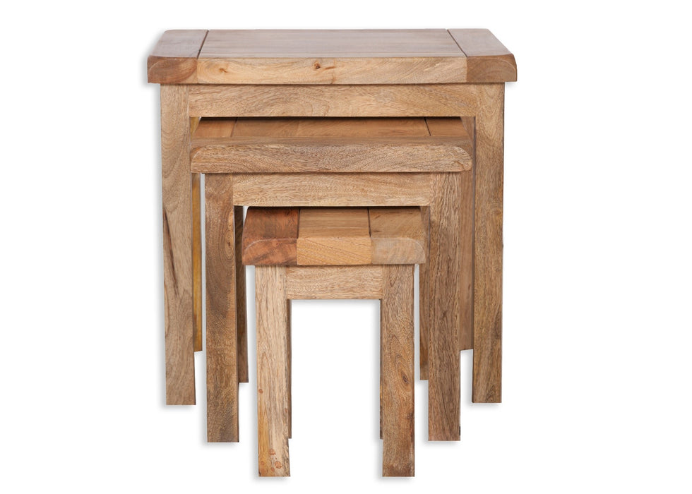 Odisha Solid Chunky Mango Wood Nest Of 3 Side Tables