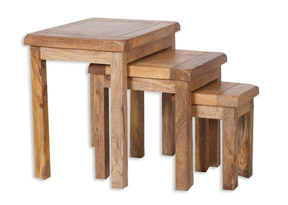 Odisha Solid Chunky Mango Wood Nest Of 3 Side Tables