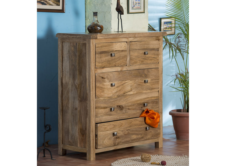 Odisha Solid Chunky Mango Wood 5 Drawer Chest of Drawers